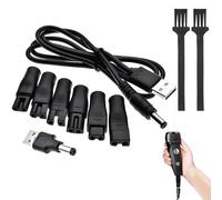 Câble de Charge de Rechange,USB pour Tondeuses Electriques,Câble d'alimentation USB Compatible,Shaver Charger Kit,Kit de Chargeur de Rasoir,Cordon d'alimentation avec 6 Types de Prises