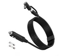 Câble de charge de voiture 14 AWG de 2 m avec fusibles 15 A, fil de cuivre sans oxygène à double cœur 46 brins pour centrales électriques portables, camping-cars, bateaux (noir 14awg2M)