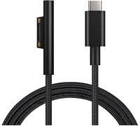 Câble de charge en nylon tressé pour Microsoft Surface Pro 7/6/5/4/3 Go3/2/1 ordinateur portable 4/3/2/1,doit fonctionner avec un chargeur USB-C 45 W 15 V 3 A (noir,1,8 m)