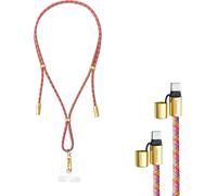 Câble de charge et de données USB-C - 60 W, 480 Mbps, nylon, PD3.0 QC4.0, 1,65 m, taille réglable, mélange fluo