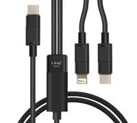 LinQ Câble de Charge et Synchronisation USB-C vers Lightning et USB-C 60W Noir