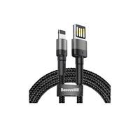 Câble de Charge et Transfert USB-Lightning Double Face 2,4A 2m Noir