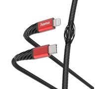 Câble de charge "Extreme" USB-C - Lightning, 1,5 m, nylon, noir/rouge