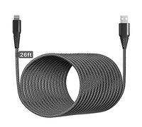 Câble de charge iPhone long 26FT/8M [Certifié Apple MFi] Câble iPhone extra long Câble de charge rapide Apple Câble USB tressé 2.4A pour iPhone 13 12 11 X