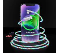 Câble De Charge Led Lumineux Pour Iphone Cordon De Charge Lightning Plat [Certifié Mfi ] Charge Rapide&synchronisation Des Données Adaptateur Pour Voiture Avec Iphone 14 Pro/14/13/12/11/Xr/X[L1077]