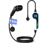 Câble de charge Loady type 2 Schuko, monophasé, 15m, 6-16A, câble de charge pour voiture électrique type 2, station de charge mobile réglable