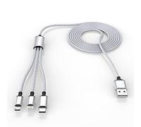 Cable de charge long universel multi 3 en 1 pour iphone, adaptateur triple tressé en nylon 3M/10ft Lightning + USB C + Micro USB pour iphone/Apple/Android/Samsung/LG/Pixel/Huawei/XiaoMi (Gris)