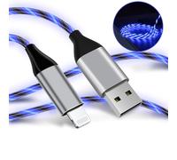 Câble de charge lumineux LED pour iPhone, cordon de charge USB certifié Apple MFi, charge rapide pour iPhone 14, 13, 12, 11 Pro Max, XR, X, SE, 8 Plus, iPad, iPod Touch More (bleu, 1,8 m)
