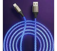Câble de charge lumineux USB-A vers Lightning pour iPhone [certifié Apple MFi] Cordon de charge rapide LED pour iPhone 14/13/12/11/XR/XS/X/8, iPad, AirPods, iPod, et plus (bleu, 1,2 m)