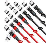 Câble de charge magnétique rotatif à 540° (lot de 7, 0,5 m/1 m/1 m/1 m/2 m/2 m/3 m), câble USB magnétique, chargeur de téléphone magnétique 3 en 1, compatible avec micro USB, type C, etc