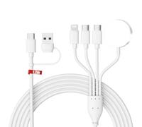 Câble de charge multi 4 en 2 pour Apple Watch, iWatch - Câble de charge USB C - Compatible avec iPhone, iPad, AirPods, Samsung Huawei, magnétique + Lightning + 3 USB-C, 1,2 m avec adaptateur USB A