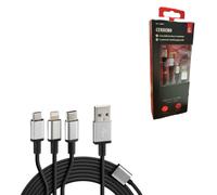 Câble de charge multiple 3 en 1 pour téléphones portables - Micro USB, Type-C et