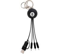 Câble De Charge Multiple Link Up, Thème 8 Ball, Avec Porte-Clé, 4 Câbles De Charge, Usb, Type-C, Micro-Usb, Lightning, Avec Adaptateur Usb De Type C, Câble Revêtu De Tpe[Z1931]