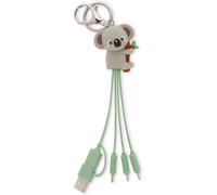 Câble de charge multiple Link Up, Thème Koala, avec porte-clé, 4 câbles de charge, USB, Type-C, Micro-USB, Lightning, avec adaptateur USB de type C, câble revêtu de TPE
