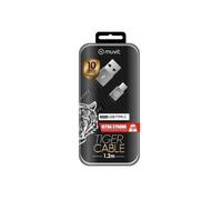 Câble de Charge MUVIT TIGER - USB Type C - 1.2 m - Ultra Résistant - Charge Rapide - Gris