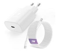 Câble de charge original pour iPad avec chargeur iPad, bloc d'alimentation USBC 25 W, câble de charge rapide 3 m, pour iPhone 16, Apple iPhone 17, 16, 15, Pro/Pro Max, iPad Pro 12.9/11/Mini