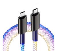 Câble de charge pour Galaxy Tab S10 FE+/S6 Lite, Samsung Tab S10FE/S10 Ultra/S9 FE/A9 A9 Plus S9 S9+ S9 Ultra 60 W Coque en aluminium lumineux LED Câble de charge rapide RVB coloré Câble USB C
