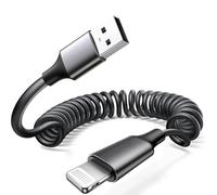 Câble de charge pour iPhone 14 Pro Max, câble USB Lightning à ressort - Extensible de 1,3 à 1,5 m (1,5 m), pour iPhone 14/13/12/11/SE/X/8/7, iPad, AirPods, Apple CarPlay, cordon enroulé à charge