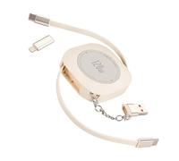 Câble de charge rapide - 120 W - 2 à 2 - Câble de charge USB C Light rétractable avec transfert de données - Extensible - Pour iPhone, iPad, Samsung, tablettes, PS4/5 - Blanc