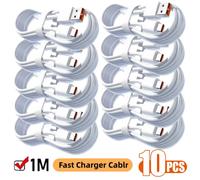 Câble de charge rapide 120W 6A USB A vers Type C, 10 pièces, chargeur rapide, transfert de données à grande vitesse, cordons pour Samsung Xiaomi Huawei 10 Pcs