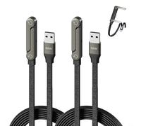 Câble de charge rapide 240 W/65 W avec support réglable, chargeur USB-C 2 en 1 gainé de nylon avec support invisible, longueur de 1,5 m pour smartphones et tablettes (240 W A-C (2 pièces)))