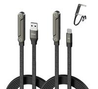 Câble de charge rapide 240 W/65 W avec support réglable, chargeur USB-C 2 en 1 recouvert de nylon avec support invisible, longueur de 1,5 m pour smartphones et tablettes (1 pièce C-C+ 1 A-C)