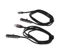 Câble de charge rapide 240 W avec support invisible de 1,5 m pour fil tressé fabriqué à partir d'alliage d'aluminium de zinc pour appareils mobiles Noir (1 pièce C-C + 1 pièce A-C)