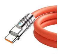Câble de charge rapide en silicone de type C 120 W - Cordon de données flexible orange compatible avec Xiaomi pour Huawei, Samsung, pour téléphone portable, tablette, banque d'alimentation - 1 m de