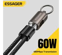Câble de charge rapide Essager 60W Type C vers Type C, cordon multifonctionnel, bracelet de poignet, cordon de cou pour iPhone, Samsung, Xiaomi, Huawei 60W Type-C Cable