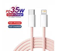 Câble de Charge rapide tressé 35W, 1m, 2mPD, pour iPhone 13 14 Pro Max 11 12 mini X XR XS Max 7 8 Plus, câbles de données USB-C de Charge rapide BLEU CIEL