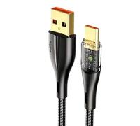 Câble de Charge Rapide Type C Câble Transparent USB C avec Affichage LED | Câble Stable 120W USB Type C Accessoires Ordinateur, Adaptateurs de Téléphone Portable pour L'école, les Affaires, Usage