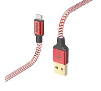 Câble de charge "Reflective", USB-A - Lightning, 1,5 m, nylon, rouge