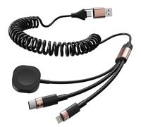 Câble de charge rétractable 100 W pour Apple Watch - Câble de charge rétractable 3 en 1 USB-C Lightning Apple Watch - 1,2 m