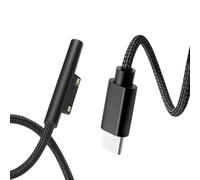 Câble de charge Surface USB-C en nylon tressé de 2 m, 45 W (15 V/3 A) compatible PD, pour Microsoft Surface Pro 3/4/5/6/7, Go 2, ordinateur portable 1/2/3, Book1/2 (bloc d'alimentation PD nécessaire).