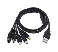Câble de charge USB 5 en 1 compatible avec Gameboy Advance SP (GBA SP)/DS Lite/NDS/Wii U/New 3DS XL/New 3DS/3DS XL/3DS/2DS/Dsi XL/PSP 1000 2000 3000 1,2 m