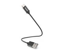 Câble de charge, USB-A - USB-C, 0,2 m, nylon, noir