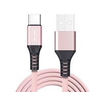 Câble de charge USB C de type C - 1 m - En nylon tressé - Pour Samsung Galaxy A03s/A52s 5g/Z Fold 3/Z Flip 3/A22 5g/A22/A12/A52/A32/A42/A21s/A02s/A02/S21 - Or rose