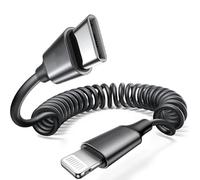 Câble de charge USB C Lightning à ressort pour iPhone 14 Pro Max, extensible de 1,5 m, pour iPhone 14/13/12/11/SE/X/8/7, iPad, AirPods, Apple CarPlay, cordon spiralé USB C certifié MFi