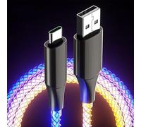 Câble de charge USB C lumineux RVB de 66 W, LED RVB lumineux - Câble de charge rapide A vers C pour iPhone 15 16 Pro Max/Plus, Samsung Galaxy S24 S23, LG et autres téléphones Android (1 m)