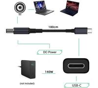 Câble De Charge Usb-C Pd De 1,8 M, Entrée Mâle Usb-C Vers Dc 5,5 X 2,1 Mm 20 V, Adaptateur D'Alimentation 100 W, 135 W, 140 W, 65 W Pour Ordinateur Portable
