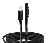 Câble de charge USB-C pour Surface, tressé en nylon 2,0 m, compatible PD 45W (15V/3A), adapté pour Microsoft Surface Pro 3/4/5/6/7, Go 2, Laptop 1/2/3, Book 1/2. (Adaptateur PD requis).