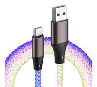 Câble de charge USB C RVB LED 6 A USB vers USB C Câble de charge rapide arc-en-ciel pour iPhone 15 (charge standard), Samsung S22/S21, Huawei, Pixel, iPad, Switch, et plus encore