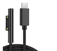 Câble de Charge USB-C vers Surface 65W PD - Compatible Microsoft Surface Pro 7/6/5/4/3, Surface LaptopSurface Book, Surface Go - Câble Magnétique Tressé 1,5 m Noir