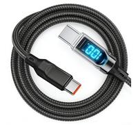 Câble de charge USB C vers USB C 120 W avec affichage de l'alimentation LED | Nylon pour cordon de charge rapide tressé pour enregistreur vidéo numérique Camp Snap CS-8 | Options de 1 m/2 m (type C 1