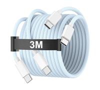 Câble de charge USB C vers USB C de 3 m pour iPhone 16 15, 60 W - Long câble de charge de type C vers C pour iPhone 16/16 Plus/16 Pro/16 Pro Max/15/15 Plus/15 Pro/15 Pro Max, iPad Pro/Air/Mini,