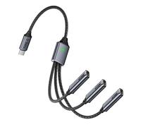 Câble de charge USB multiple - Cordon de chargeur USB de type C pour accessoires de téléphone | Construction en alliage d'aluminium noir de 26 cm, câble de charge rapide compact, pour le camping, les