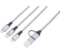 Câble de Chargement 3 en 1 : Compatible Micro-USB/USB-C/Compatible avec Prise Apple - 120 cm