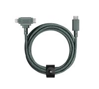 Câble De Chargement Belt Cable Duo - 5 Pieds - Tressé, Ultra-Résistant - Matériaux Recyclés - Connecteur 2-En-1 Certifié Mfi Pour Appareils Lightning Et Type-C - Vert Ardoise