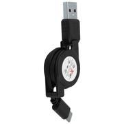 Câble de Chargement Rétractable Portable USB Type-c USB 3.1 | Plastique Noir, Transfert de Données, Grosse Compatibilité, Format Poche, Usage Voiture