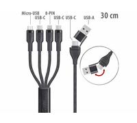 Câble de chargement universel - Callstel - USB-C/A vers USB-C/Micro-USB/Lightning - 30 cm - Noir - 60 W